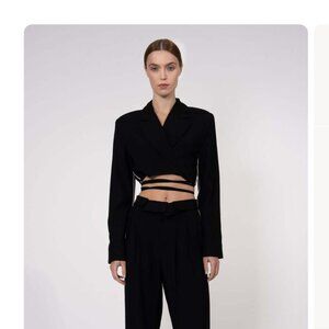 Nonchalant Label Cade Crop Jacket Black XS fits Small Ribbons Cut Off